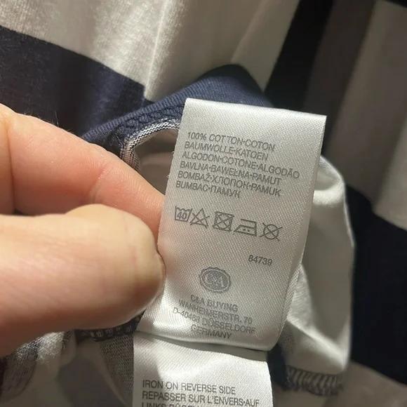 Angelo Latrice Casual Rugby Long Sleeve Navy‎ Striped Cotton Top XL Preppy Rugby - Picture 9 of 9